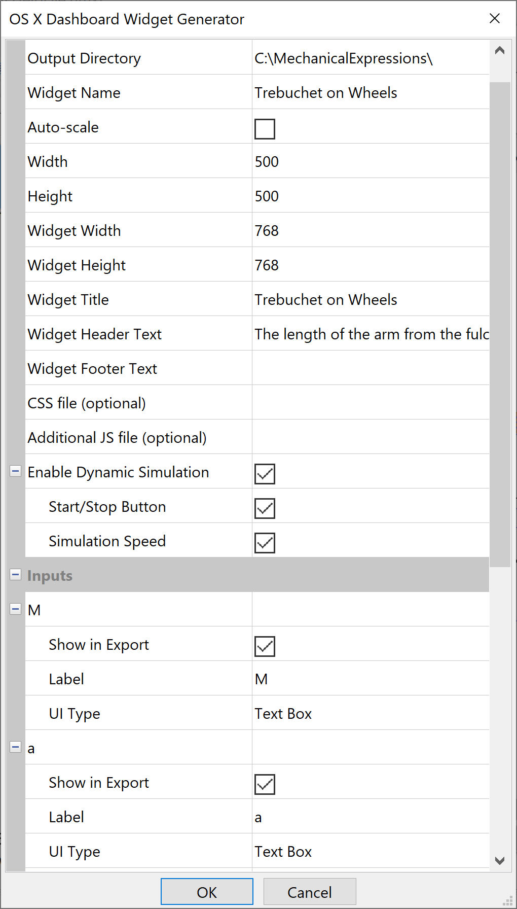 widget dialog